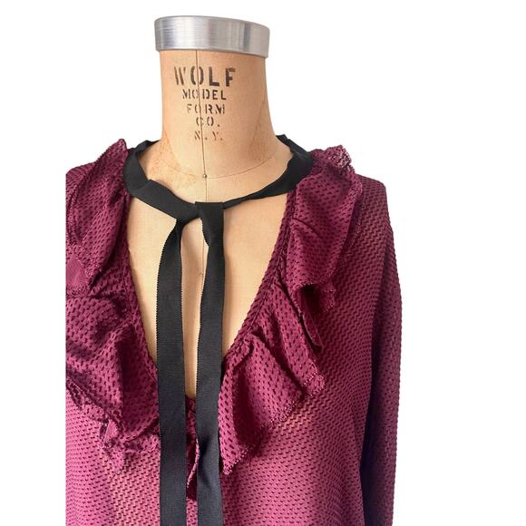 Reiss Mackenzie Berry Top size 4 nwt  Sheer Purple Swiss Dot with Ruffle - Picture 6 of 6